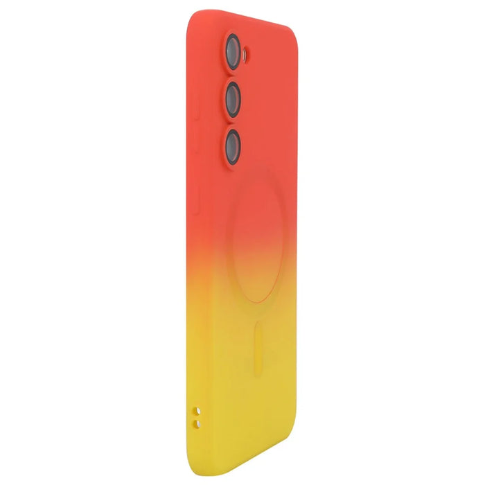 ENAKY HAT PRINCE For Samsung Galaxy S24 Magnetic Silicone Case Gradient Dual Color - Orange+Yellow - 1