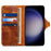 For Samsung Galaxy S24 Case Buckled Genuine Cow Leather+TPU Phone Wallet Cover - Brown - 2