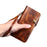 For Samsung Galaxy S24 Case Buckled Genuine Cow Leather+TPU Phone Wallet Cover - Brown - 4