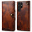For Samsung Galaxy S24 Ultra Cell Phone Case Buckled Retro Oil Wax Wallet Cover - Brown - 1