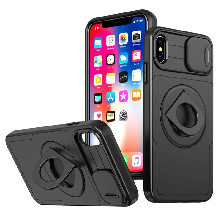 For iPhone XS Max Phone Case TPU+PC Magnetic Cover Camera Protection - Black - 1