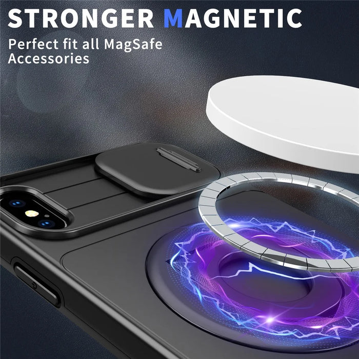 For iPhone XS Max Phone Case TPU+PC Magnetic Cover Camera Protection - Black - 2