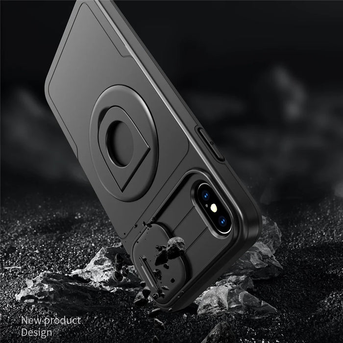 For iPhone XS Max Phone Case TPU+PC Magnetic Cover Camera Protection - Black - 3