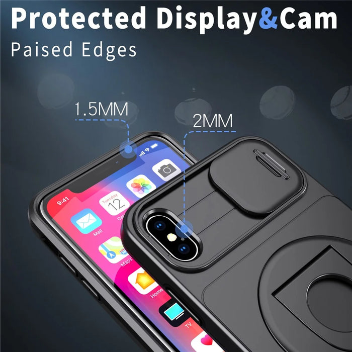 For iPhone XS Max Phone Case TPU+PC Magnetic Cover Camera Protection - Black - 4