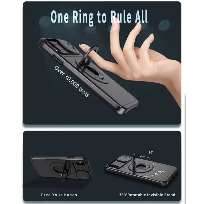 For iPhone XS Max Phone Case TPU+PC Magnetic Cover Camera Protection - Black - 6