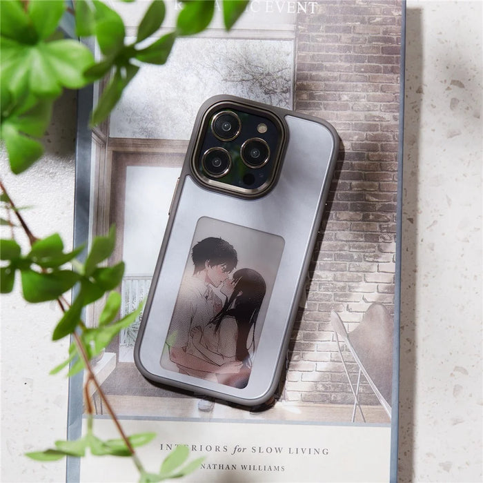 For iPhone 15 Pro Max Phone Case NFC Customized Cover 3-Color E Ink Case DIY Smart Display - Grey - 3