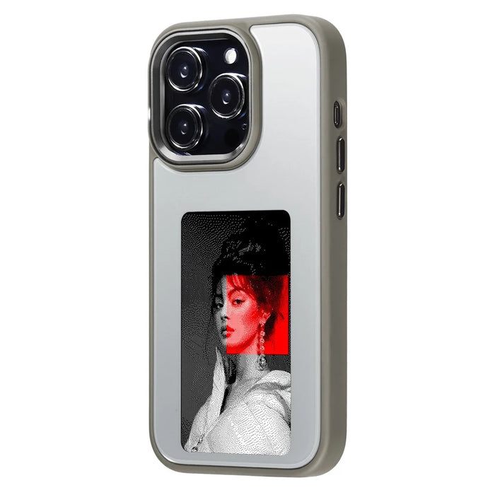 For iPhone 15 Pro Max Phone Case NFC Customized Cover 3-Color E Ink Case DIY Smart Display - Grey - 5