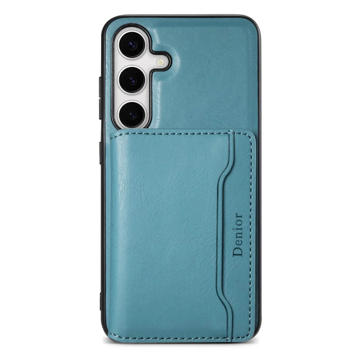 DENIOR For Samsung Galaxy S24 Magnetic Case Kickstand Phone Cover 2 in 1 Detachable Wallet Back - Blue - 1
