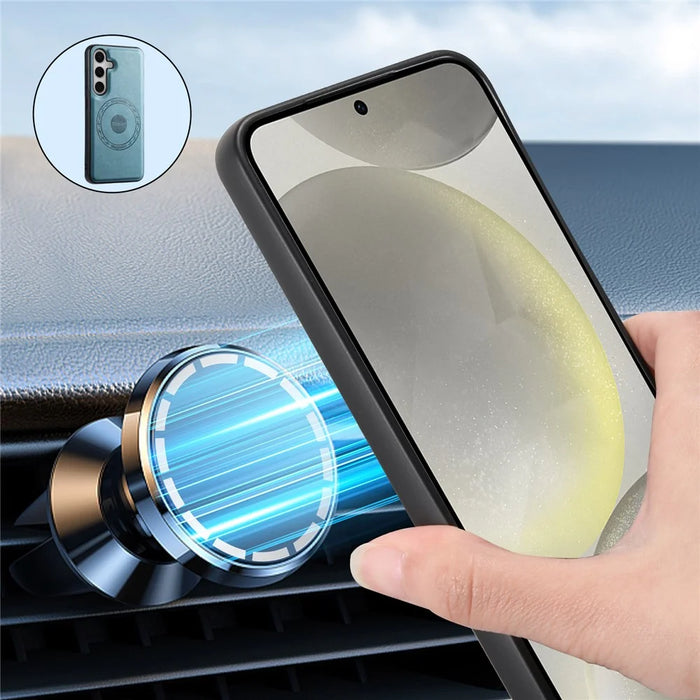 DENIOR For Samsung Galaxy S24 Magnetic Case Kickstand Phone Cover 2 in 1 Detachable Wallet Back - Blue - 7