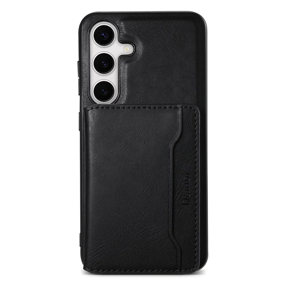 DENIOR For Samsung Galaxy S24+ Phone Case Magnetic Protection Cover Detachable Card Bag - Black - 1