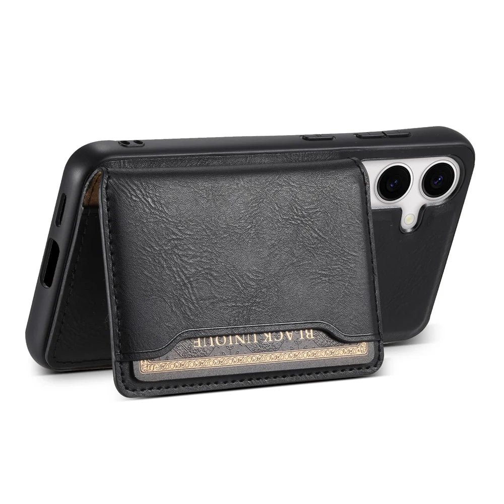 DENIOR For Samsung Galaxy S24+ Phone Case Magnetic Protection Cover Detachable Card Bag - Black - 2