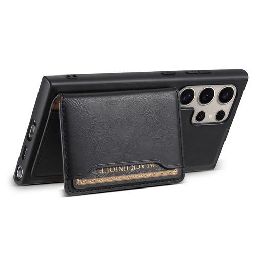 DENIOR For Samsung Galaxy S24 Ultra Phone Cover Magnetic Detachable Wallet Case Kickstand - Black - 2