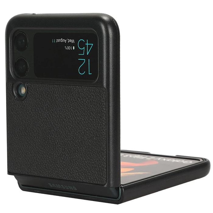 For Samsung Galaxy Z Flip3 5G Case PU Leather Card Holder Phone Back Cover - Black - 3