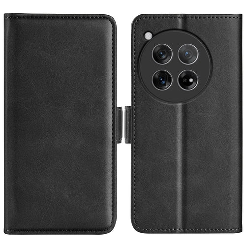 For OnePlus 12 5G Leather Flip Wallet Case Folio Stand View Phone Cover - Black - 1