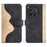 For OnePlus 12 5G Wallet PU Leather Case Color Splicing Phone Cover - Black - 1