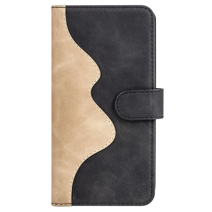 For OnePlus 12 5G Wallet PU Leather Case Color Splicing Phone Cover - Black - 6