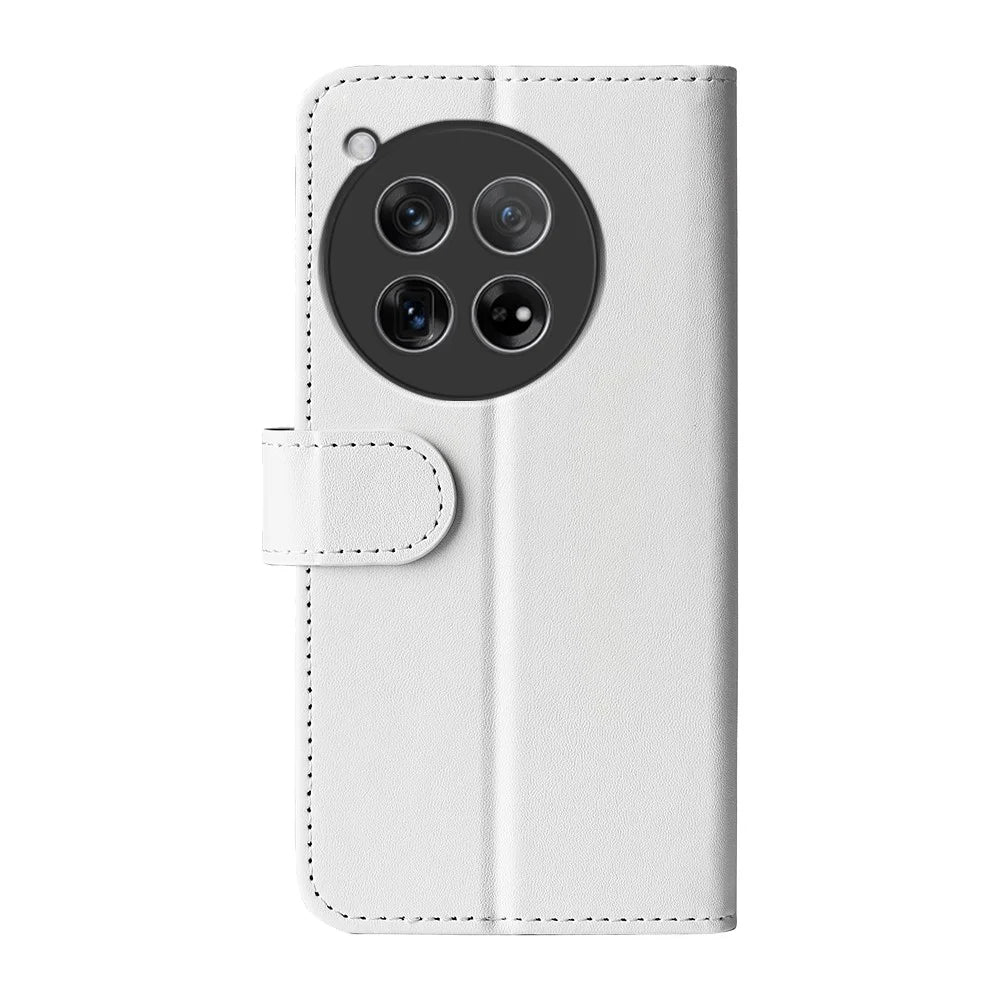 For OnePlus 12 5G PU Leather Case Magnetic Closure Phone Cover Crazy Horse Texture - White - 6