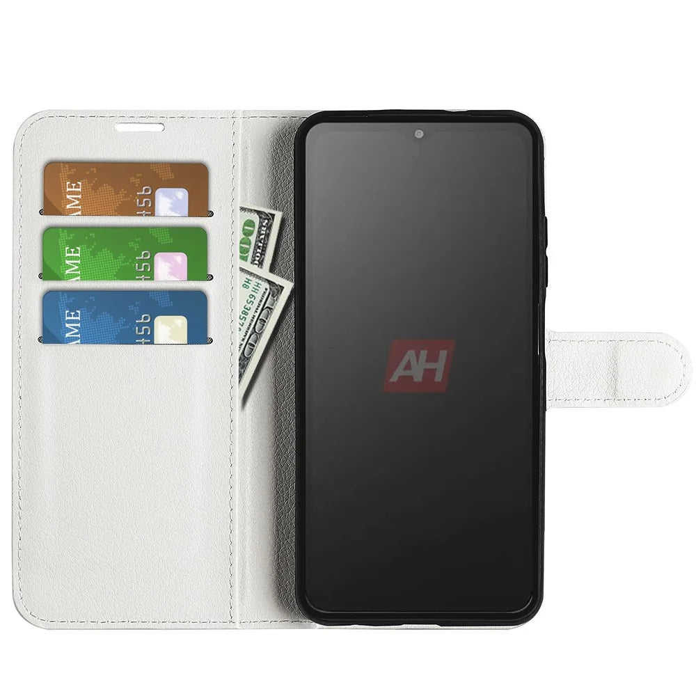 For Samsung Galaxy Xcover7 Litchi Texture PU Leather Wallet Case Card Slot Stand Phone Cover - White - 2