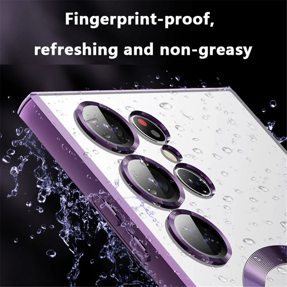 X-LEVEL For Samsung Galaxy S24 Ultra Magnetic Case Electroplating TPU Cover Glass Lens Guard - Black - 3