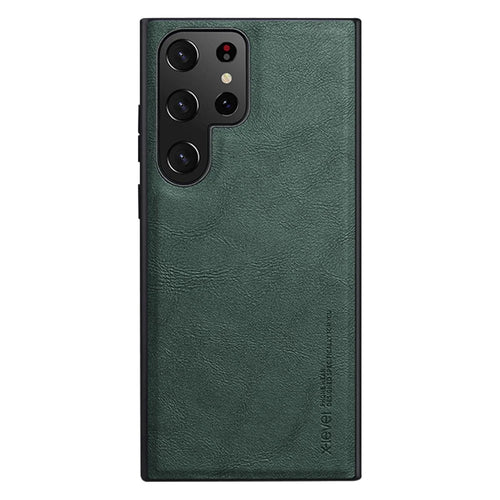 X-LEVEL Bojue-3 Series for Samsung Galaxy S24 Ultra Phone Case PU Leather Coated TPU Cover - Green - 1