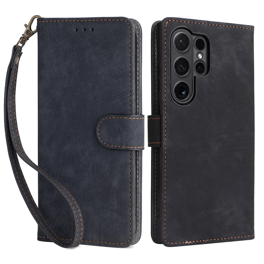 For Samsung Galaxy S24 Ultra Case PU Leather Wallet RFID Blocking Phone Cover - Black - 1