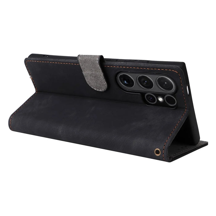 For Samsung Galaxy S24 Ultra Case PU Leather Wallet RFID Blocking Phone Cover - Black - 4