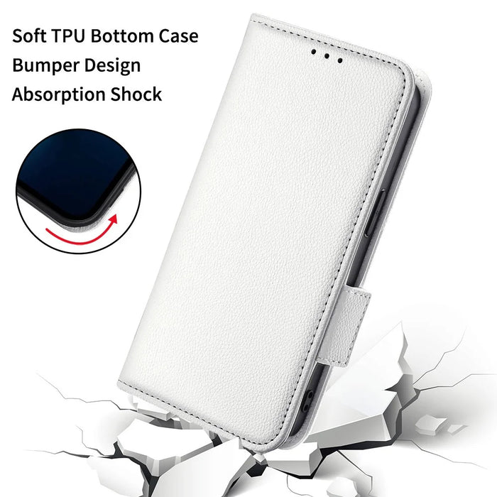 For Asus ROG Phone 8 Pro 5G / 8 5G Magnetic Case Leather Litchi Texture Cover with Wrist Strap - White - 6