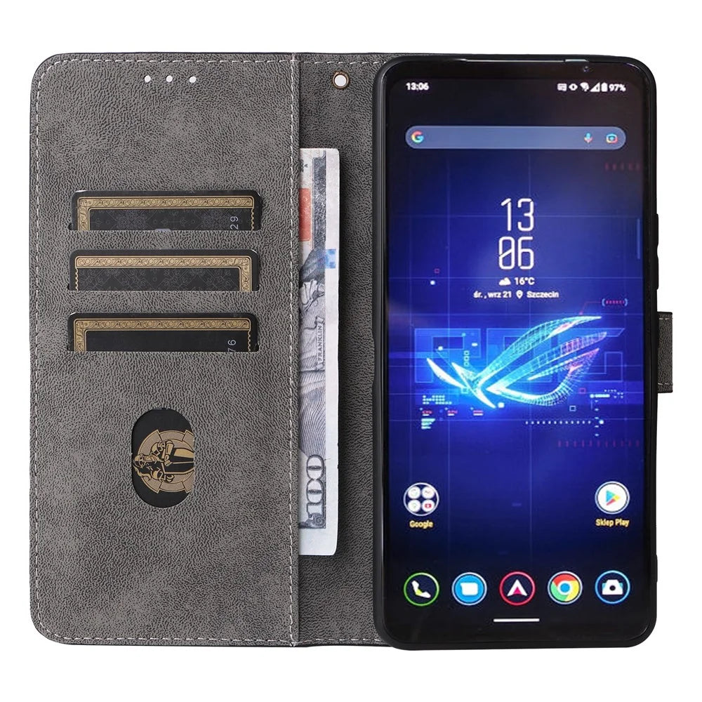 For Asus ROG Phone 8 Pro 5G / 8 5G Case RFID Blocking Wallet Cover with Hand Strap - Black - 2