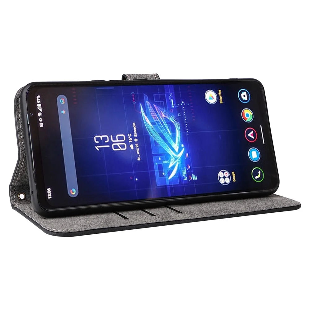 For Asus ROG Phone 8 Pro 5G / 8 5G Case RFID Blocking Wallet Cover with Hand Strap - Black - 3