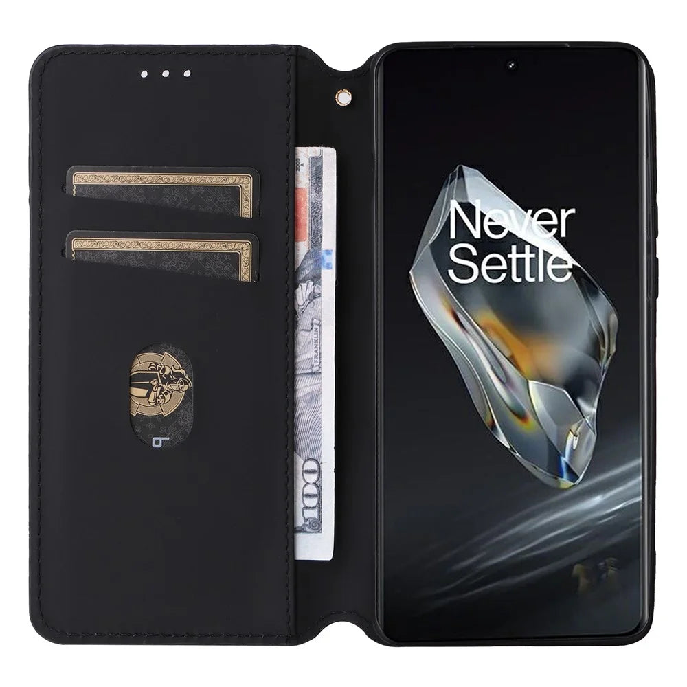 For OnePlus Ace 3 5G / 12R 5G Phone Cover Magnetic Rhombus Pattern Leather Case - Silver - 2