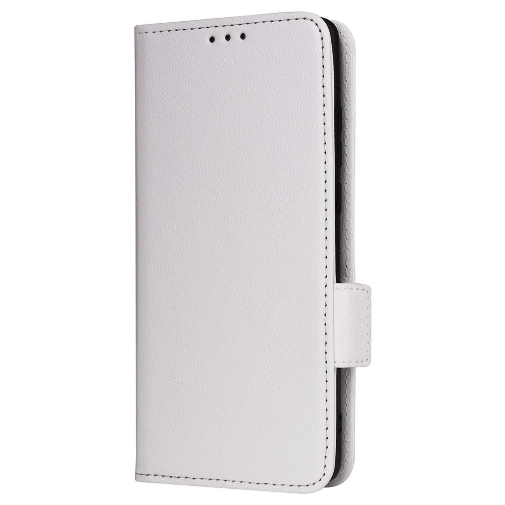 For OnePlus Ace 3 5G / 12R 5G Phone Case Leather Litchi Texture Cover with Wrist Strap - White - 7