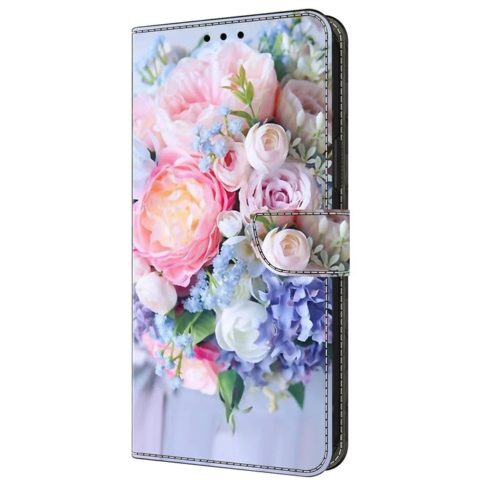 For Samsung Galaxy A55 5G Cell Phone Case Printed 3D Pattern Stand Leather Cover - Colorful Flower - 6