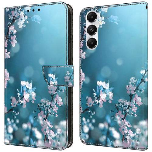 For Samsung Galaxy A25 5G (Global) (161.0 x 76.5 x 8.3mm) Wallet Case Anti-drop 3D Pattern Printing Cover - Plum Blossoms - 1
