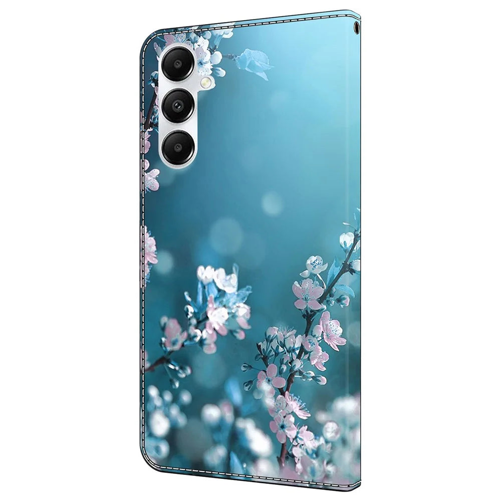 For Samsung Galaxy A25 5G (Global) (161.0 x 76.5 x 8.3mm) Wallet Case Anti-drop 3D Pattern Printing Cover - Plum Blossoms - 7