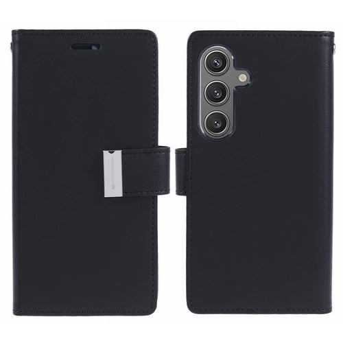 MERCURY GOOSPERY For Samsung Galaxy S24+ Wallet Case Protective Leather Folio Phone Cover - Black - 1