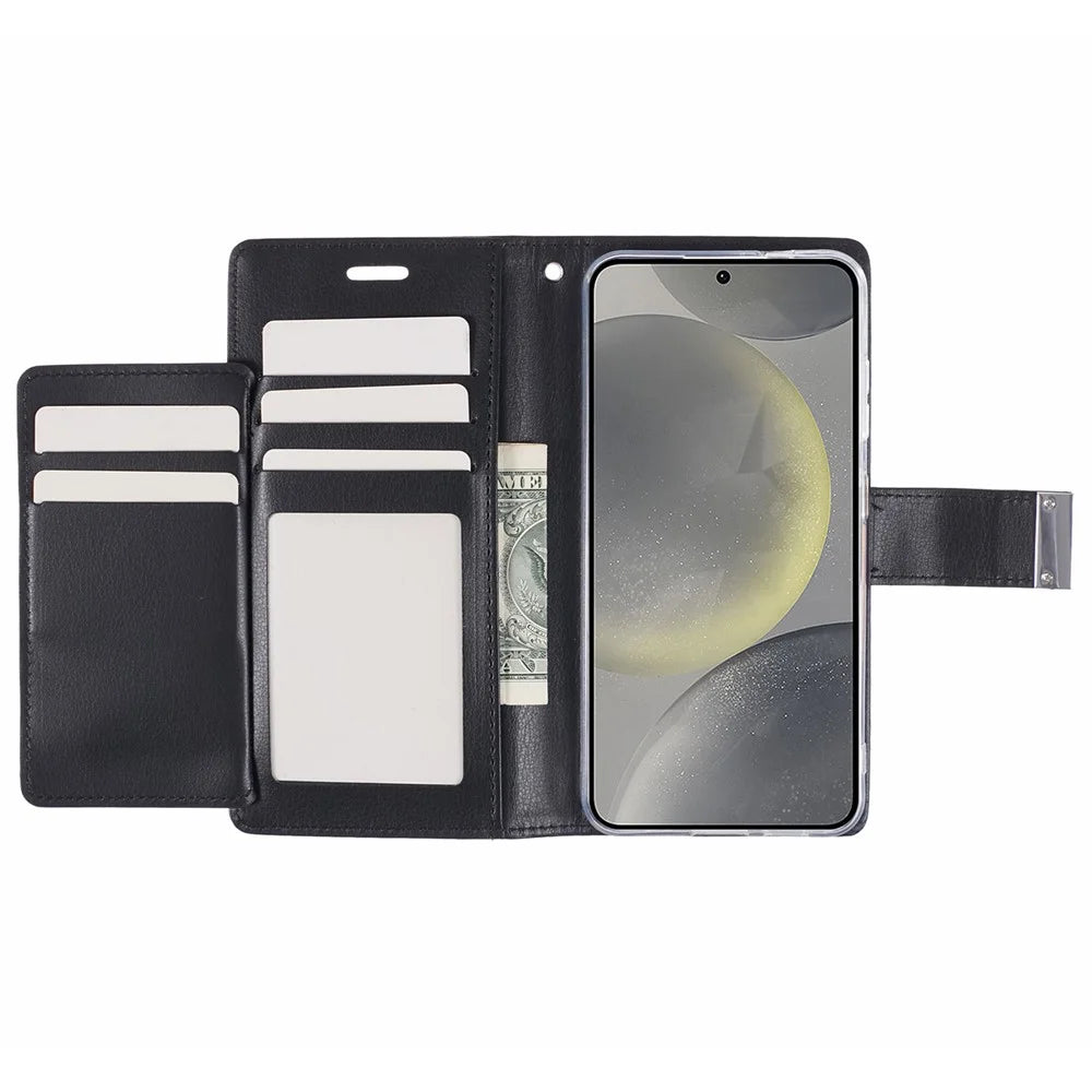 MERCURY GOOSPERY For Samsung Galaxy S24+ Wallet Case Protective Leather Folio Phone Cover - Black - 2