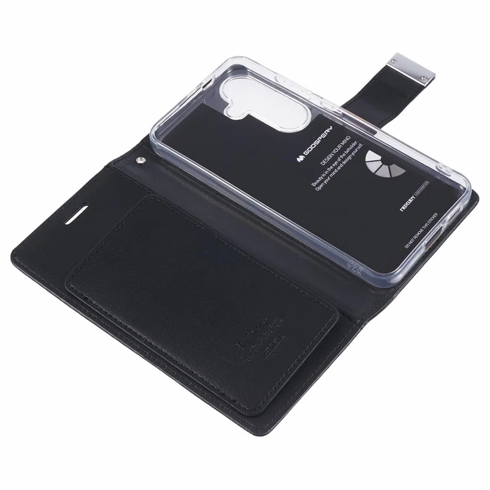 MERCURY GOOSPERY For Samsung Galaxy S24+ Wallet Case Protective Leather Folio Phone Cover - Black - 3