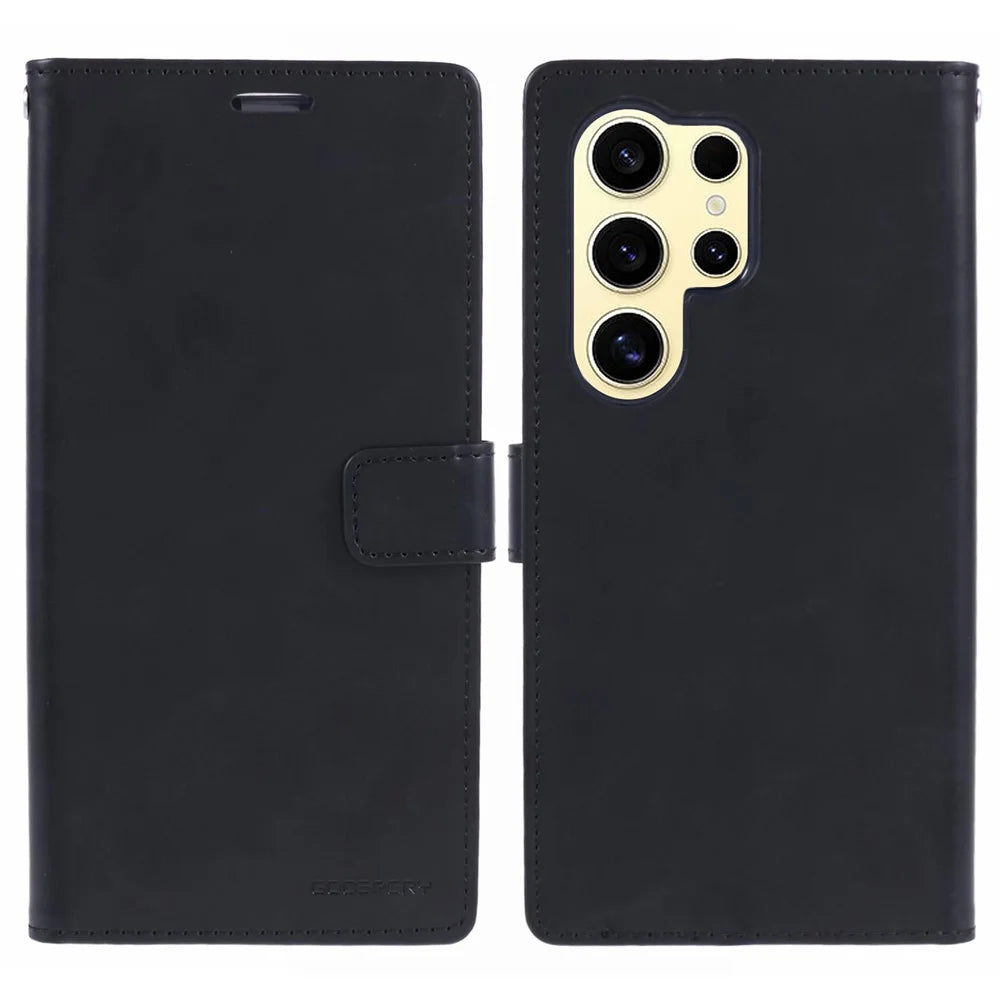MERCURY GOOSPERY Blue Moon for Samsung Galaxy S24 Ultra Case Leather Wallet Cover - Black - 1