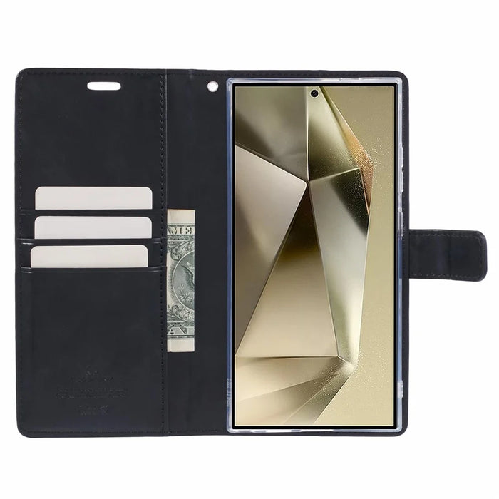 MERCURY GOOSPERY Blue Moon for Samsung Galaxy S24 Ultra Case Leather Wallet Cover - Black - 2