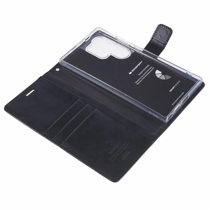 MERCURY GOOSPERY Blue Moon for Samsung Galaxy S24 Ultra Case Leather Wallet Cover - Black - 5