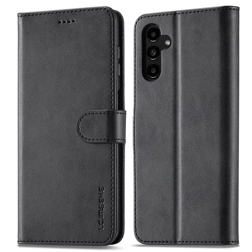 LC.IMEEKE For Samsung Galaxy A25 5G (Global) (161.0 x 76.5 x 8.3mm) Leather Case with Wallet Stand - Black - 1