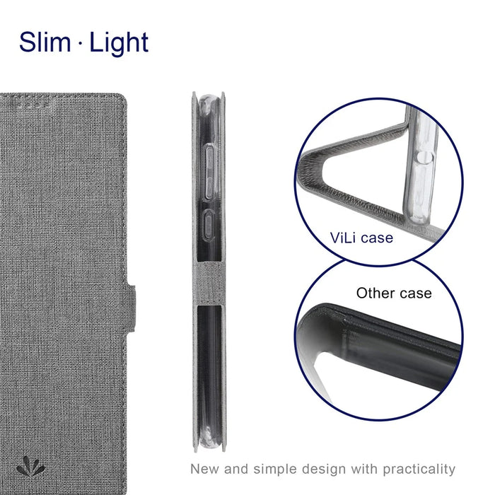 VILI DMK Series for Samsung Galaxy S24+ Case Leather Cross Texture Phone Cover - Grey - 5