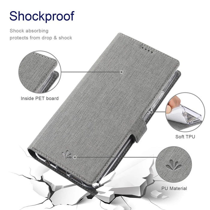 VILI DMK Series for Samsung Galaxy S24+ Case Leather Cross Texture Phone Cover - Grey - 6
