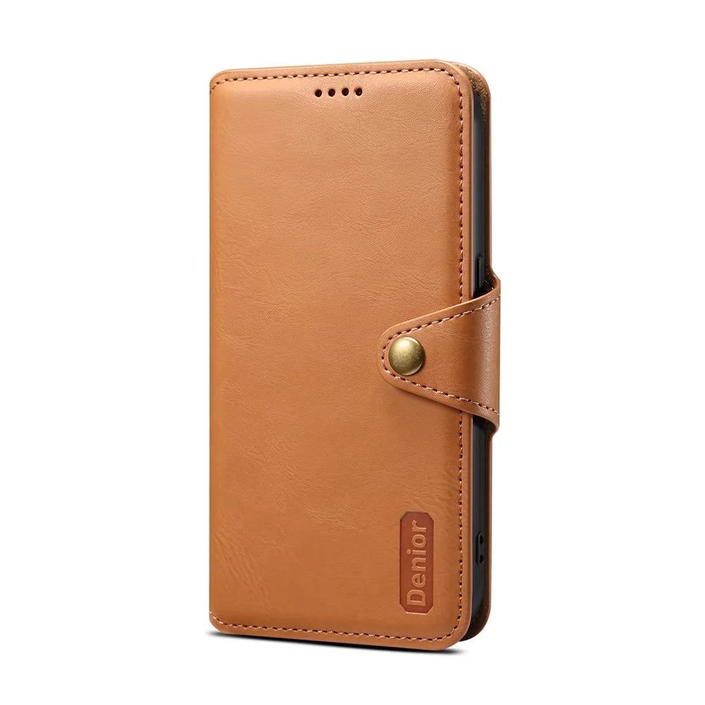 DENIOR For Google Pixel 8 Case Leather Stand Phone Cover with Cowhide Texture - Khaki - 6