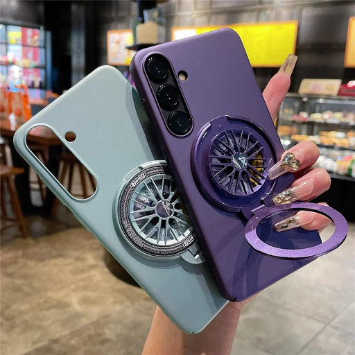 VOERO For Samsung Galaxy S24  Case Rotating Gyro Kickstand Phone Cover Lens Protector - Purple - 2