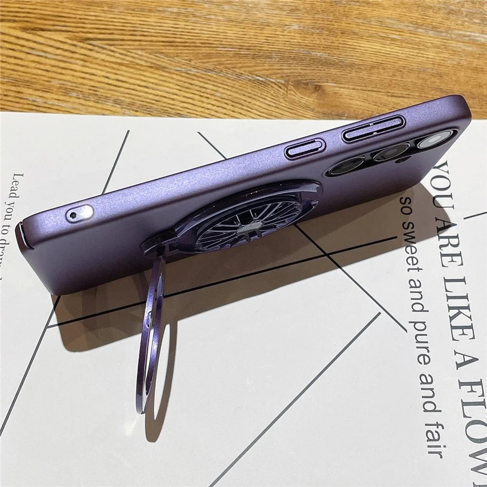 VOERO For Samsung Galaxy S24  Case Rotating Gyro Kickstand Phone Cover Lens Protector - Purple - 4