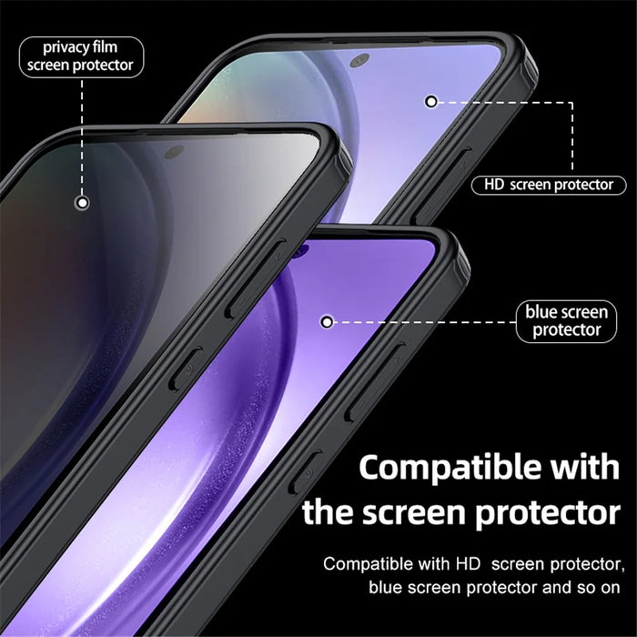 For Samsung Galaxy A55 5G Phone Case PC+TPU Drop Protection Cover Raised Bezel - Matte Black - 2