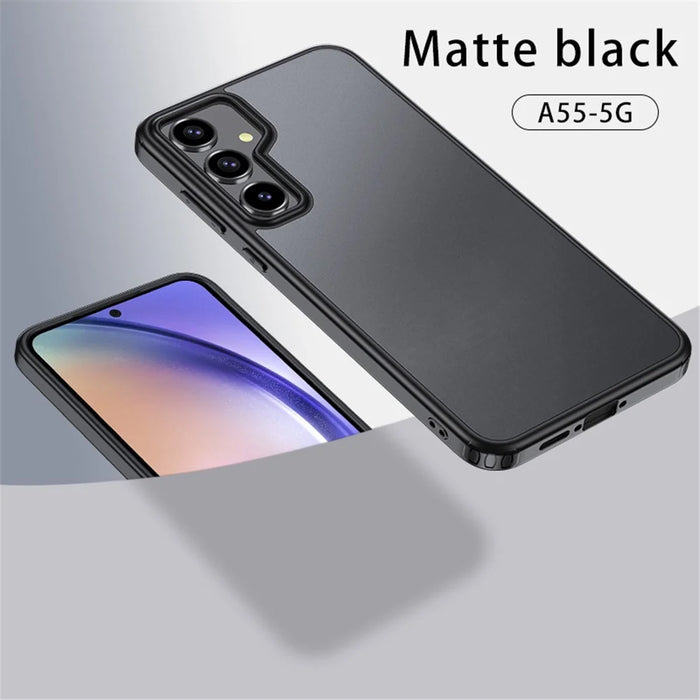 For Samsung Galaxy A55 5G Phone Case PC+TPU Drop Protection Cover Raised Bezel - Matte Black - 4