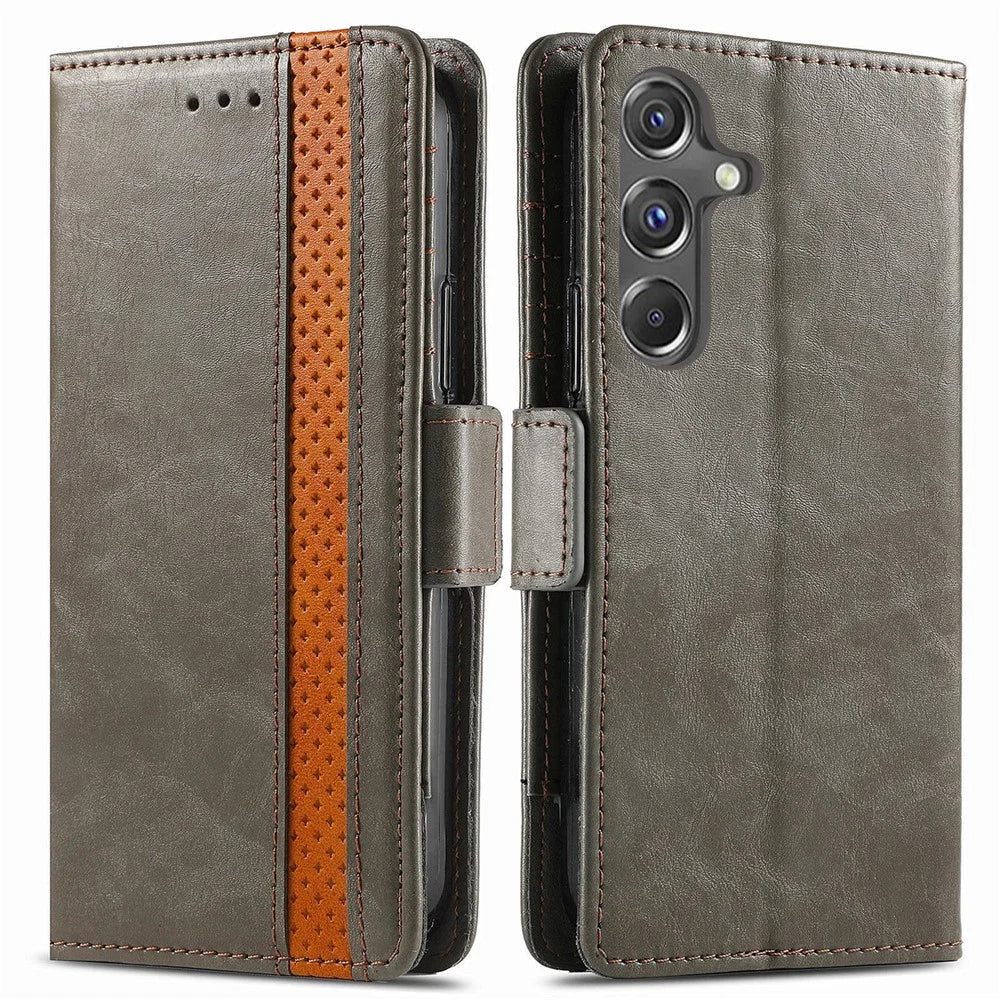 For Samsung Galaxy A15 4G / A15 5G Phone Cases CASENEO PU Leather Cover Stand with RFID Blocking Wallet - Grey - 1