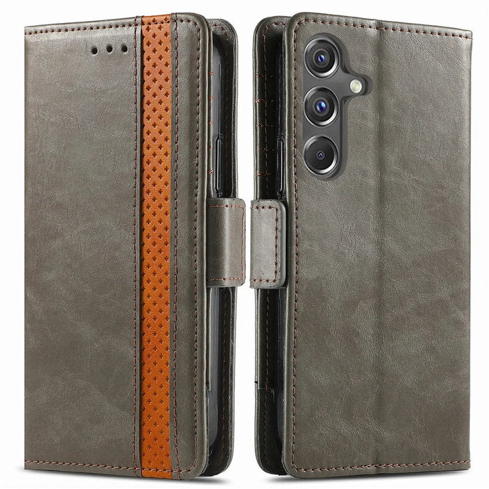 For Samsung Galaxy A15 4G / A15 5G Phone Cases CASENEO PU Leather Cover Stand with RFID Blocking Wallet - Grey - 1